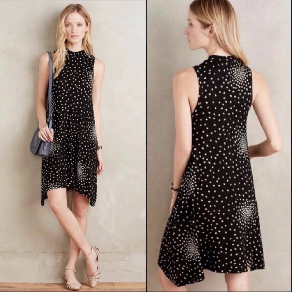 Anthropologie Maeve “Lilt” black swing dress